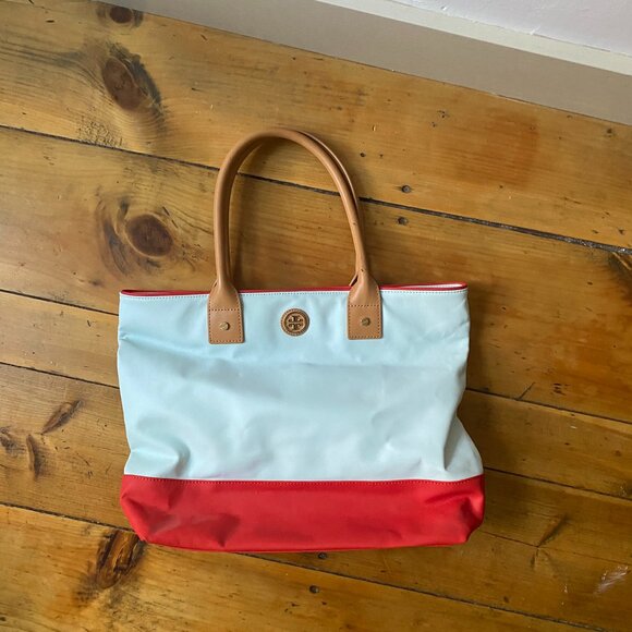 Tory Burch Perry Color Block Tote - Picture 1 of 8